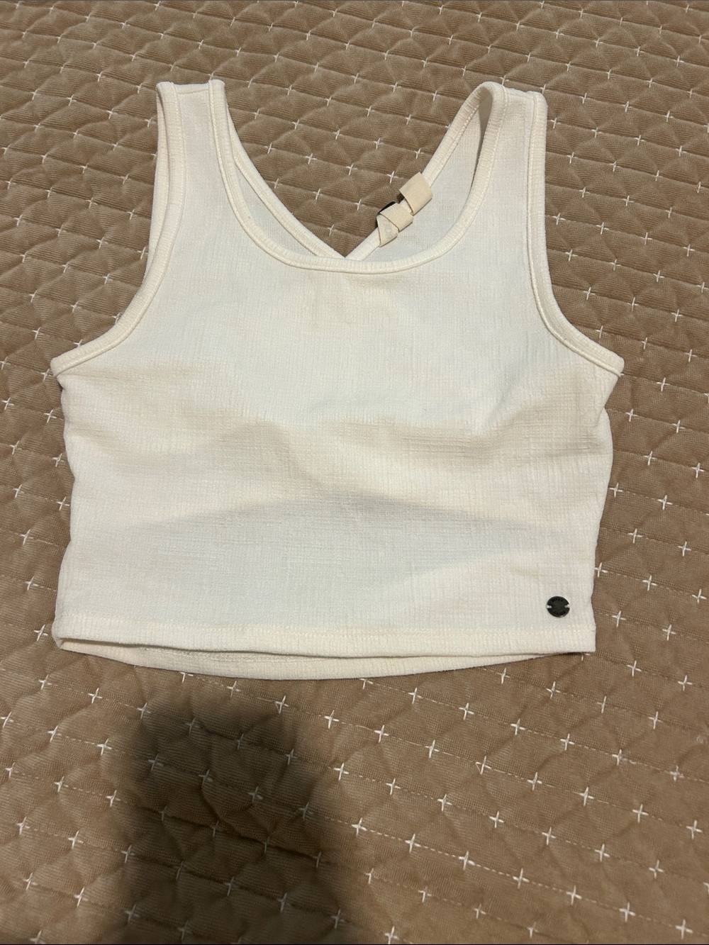 Roxy Cream Ribbed Crop Tank